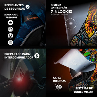 Casco Integral Force Valkyrie Naranja Acabado Brillo - L-Grande - Casco Para Moto