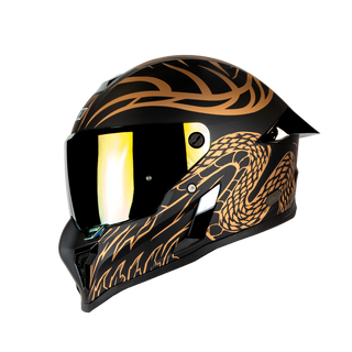 Casco Integral Hax Black Pearl Cobra Dorado Mate - Casco Para Moto