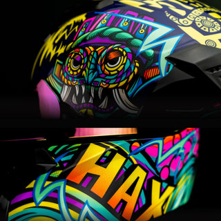 Casco Integral Hax Obsidian Tlaloc Azul Rosa Brillante - Casco Para Moto