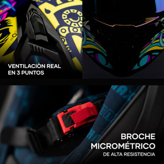 Casco Integral Hax Obsidian Tlaloc Azul Rosa Brillante - Casco Para Moto