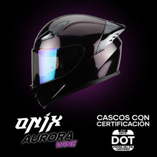 Casco Integral HAX Onix Aurora Vino Sólido Acabado Brillo - Casco Para Moto