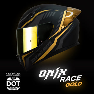 Casco Integral HAX Onix Race Negro Dorado Mate - Casco Para Moto