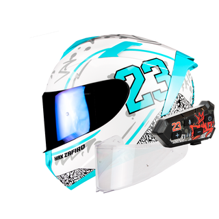 Casco Integral Hax Zafiro Dunk Blanco Azul Acabado Brillo - Casco Para Moto