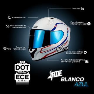 Casco Integral Jade Bmw Blanco Azul Acabado Brillo - Casco Para Moto