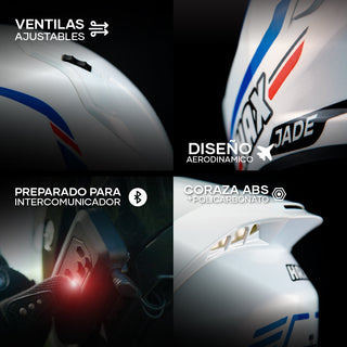 Casco Integral Jade Bmw Blanco Azul Acabado Brillo - Casco Para Moto