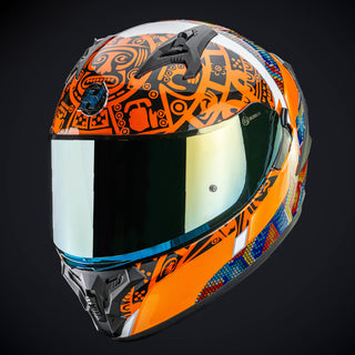 Casco Integral Obsidian 2.0 Huichol Negro Dorado Acabado Brillante - Casco Para Moto