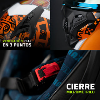 Casco Integral Obsidian 2.0 Huichol Negro Dorado Acabado Brillante - Casco Para Moto