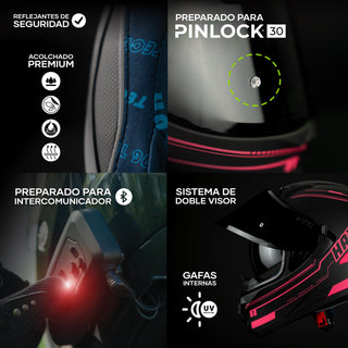 Casco Integral Obsidian 2 Negro Rosa Acabado Matte - Casco Para Moto