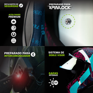 Casco Integral Obsidian Huichol Aqua Morado Acabado Mate - Casco Para Moto