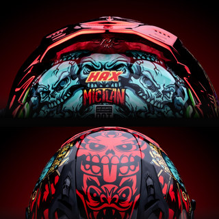 Casco Integral Obsidian Mictlán Rojo Verde Acabado Brillante - Casco Para Moto