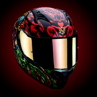 Casco Integral Obsidian Mictlán Rojo Verde Acabado Brillante - Casco Para Moto
