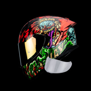 Casco Integral Obsidian Mictlán Rojo Verde Acabado Brillante - Rojo Verde / S-Chica - Casco Para Moto