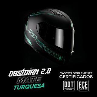 Casco Integral Obsidian Negro Turquesa Acabado Matte - Casco Para Moto