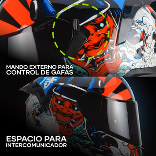 Casco Integral Obsidian Samurai Rojo Acabado Brillo - Casco Para Moto