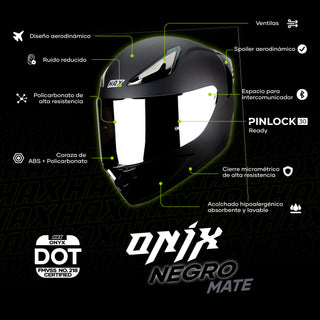 Casco Integral Onix Black Acabado Mate - Casco Para Moto