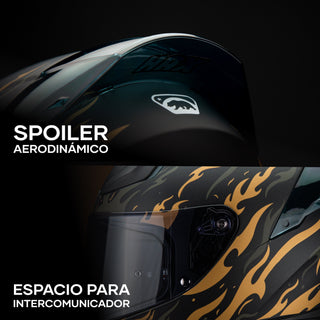 Casco Integral Onix Fire Negro Oro Acabado Mate - Casco Para Moto