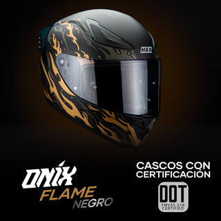 Casco Integral Onix Fire Negro Oro Acabado Mate - Casco Para Moto