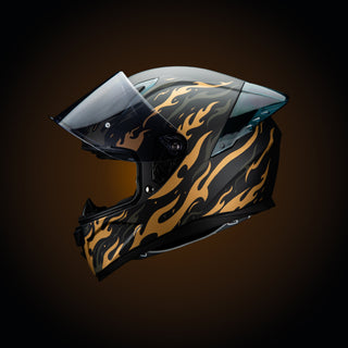 Casco Integral Onix Fire Negro Oro Acabado Mate - Casco Para Moto