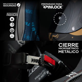 Casco Integral Onix Fire Negro Oro Acabado Mate - Casco Para Moto