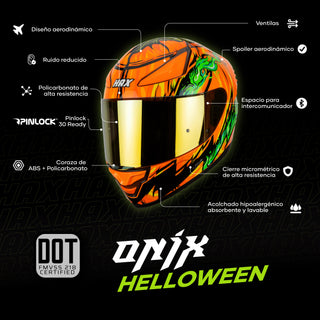 Casco Integral Onix Halloween Verde Brillo - Casco Para Moto
