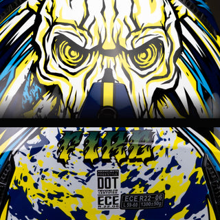 Casco Off-Road Freestyle Fire Azul/Amarillo Acabado Brillante - Casco Para Moto