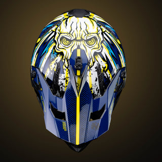 Casco Off-Road Freestyle Fire Azul/Amarillo Acabado Brillante - Casco Para Moto