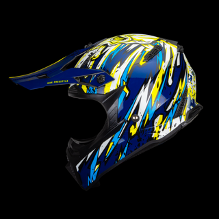 Casco Off-Road Freestyle Fire Azul/Amarillo Acabado Brillante - Casco Para Moto