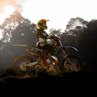 Casco Off-Road Freestyle Fire Verde/Naranja Acabado Brillante - Casco Para Moto