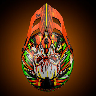 Casco Off-Road Freestyle Fire Verde/Naranja Acabado Brillante - Casco Para Moto