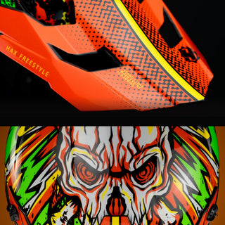 Casco Off-Road Freestyle Fire Verde/Naranja Acabado Brillante - Casco Para Moto