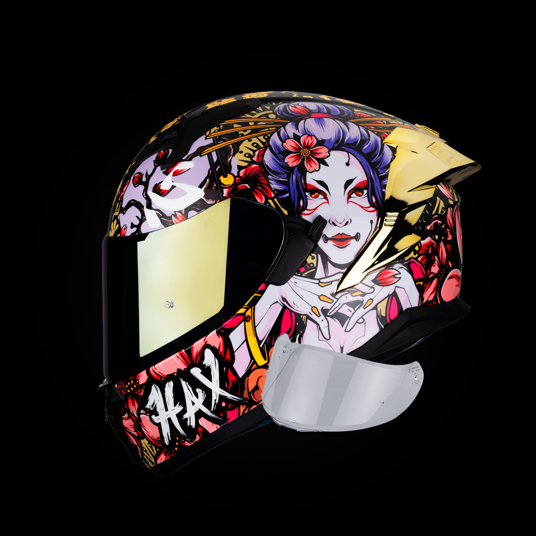 Casco Integral Obsidian Geisha  Dorado Acabado Brillante