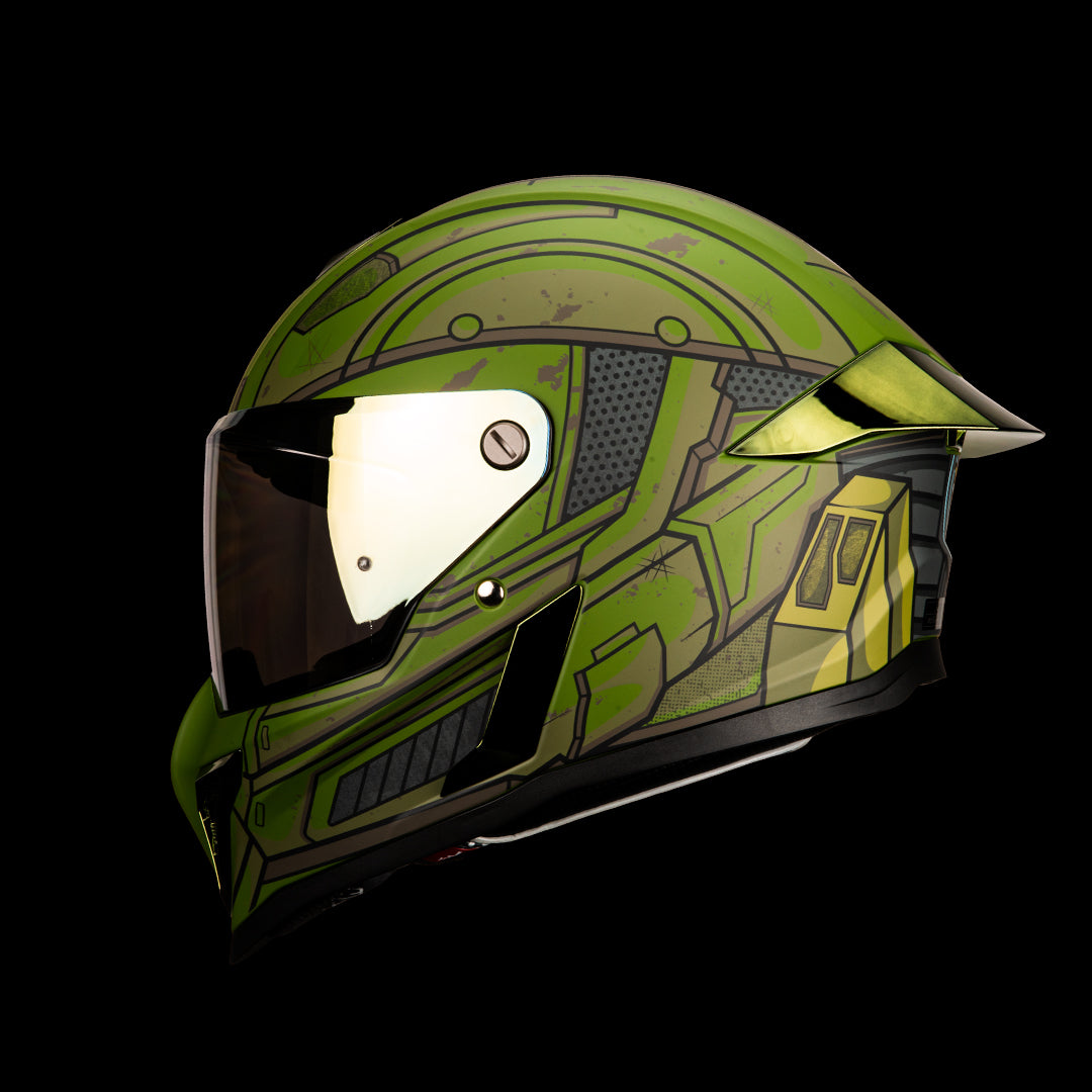 Casco Integral Black Pearl Spartan Verde Mate Dot Ece Sólido