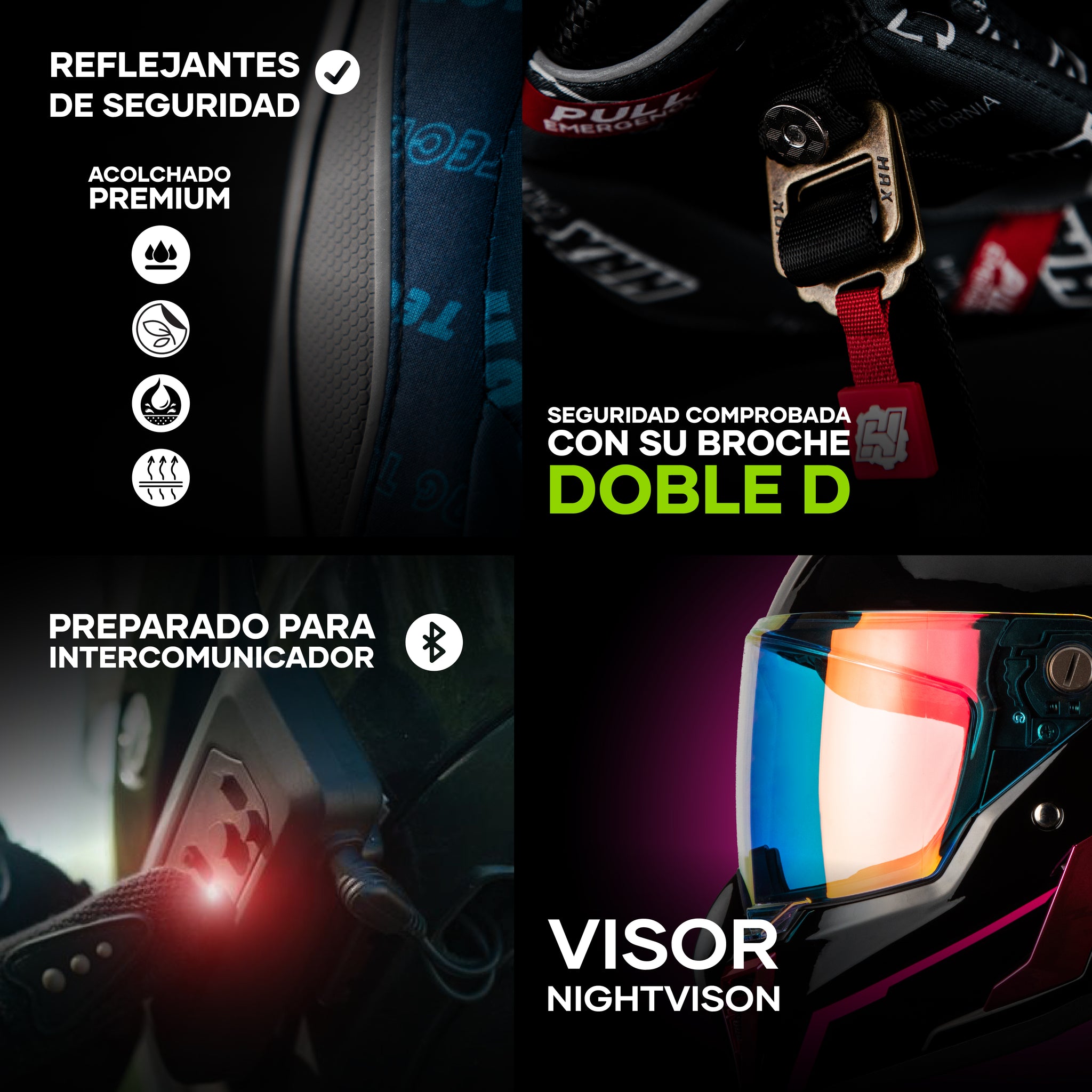 HAX Black Pearl detail D-ring intercom nightvision
