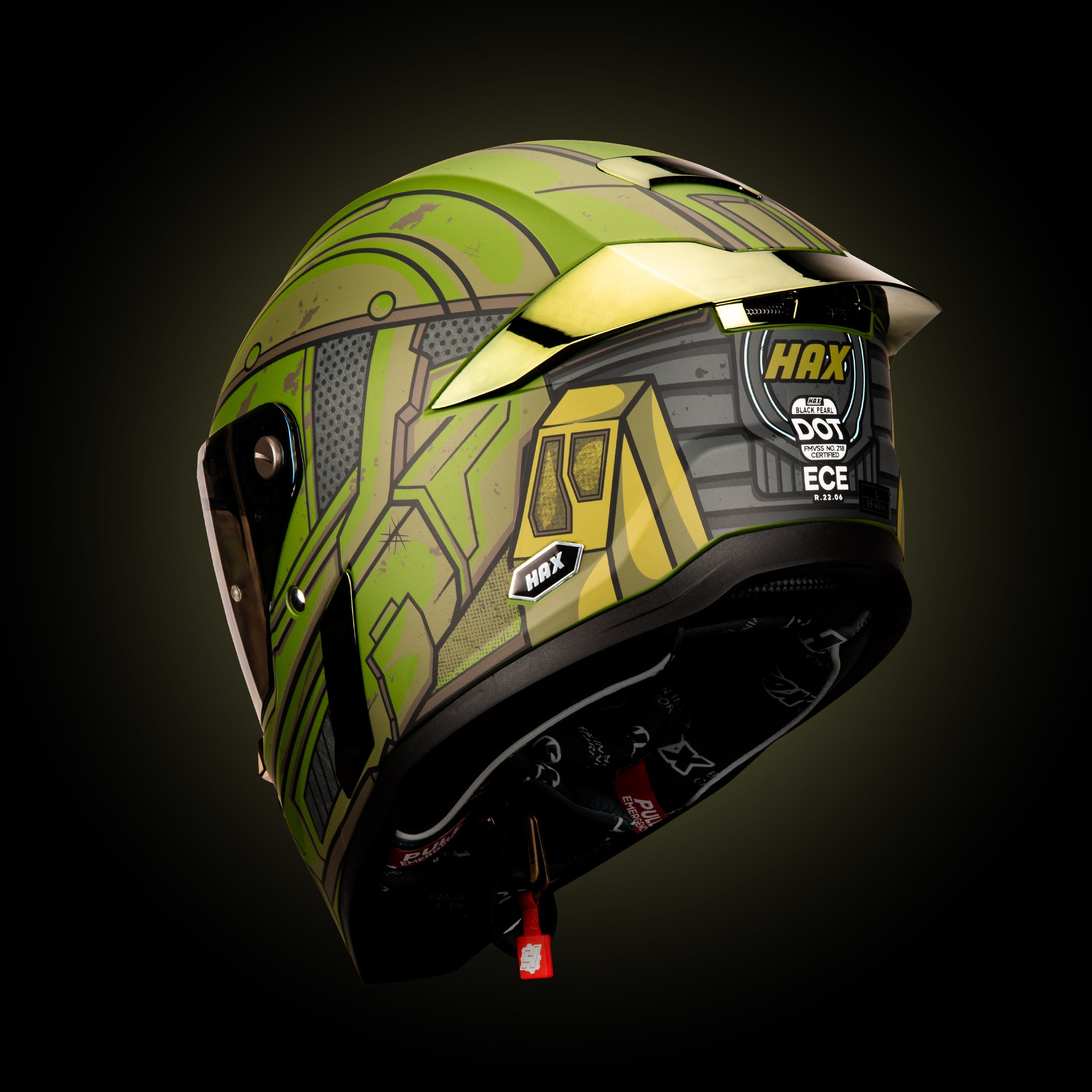 rear-view-of-hax-black-pearl-master-full-face-helmet-with-green-sci-fi-graphic
