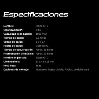 Manos Libres BLAISE GT - Intercomunicadores