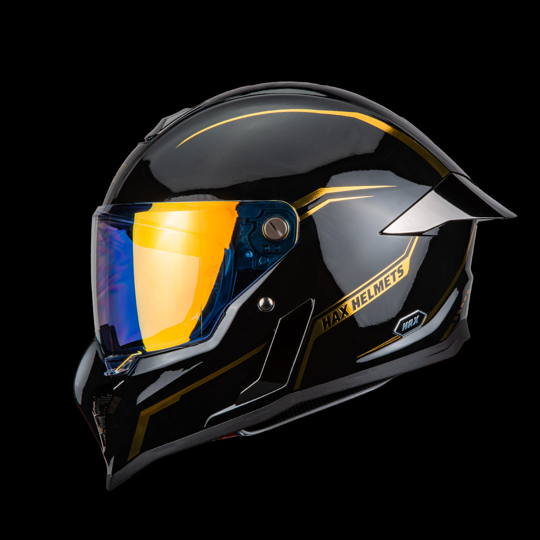 Casco Integral Black Pearl Negro Dorado Brillo Dot Ece